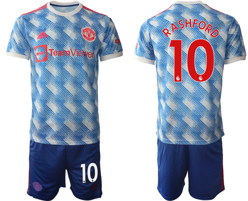 Men 2021-2022 Club Manchester United away blue #10 Soccer Jerseys